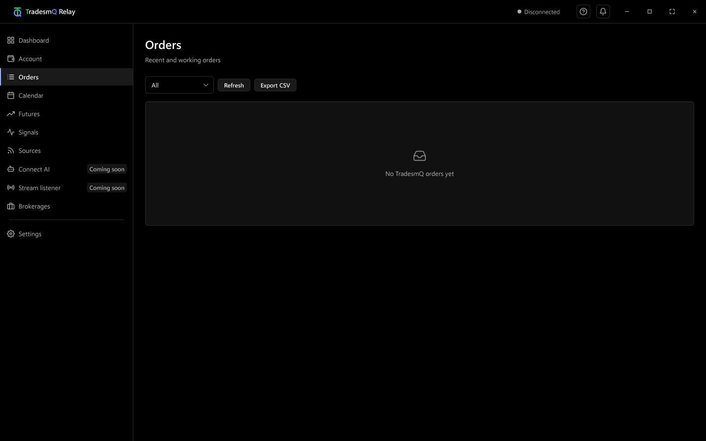 Relay Orders filters and the empty recent orders state